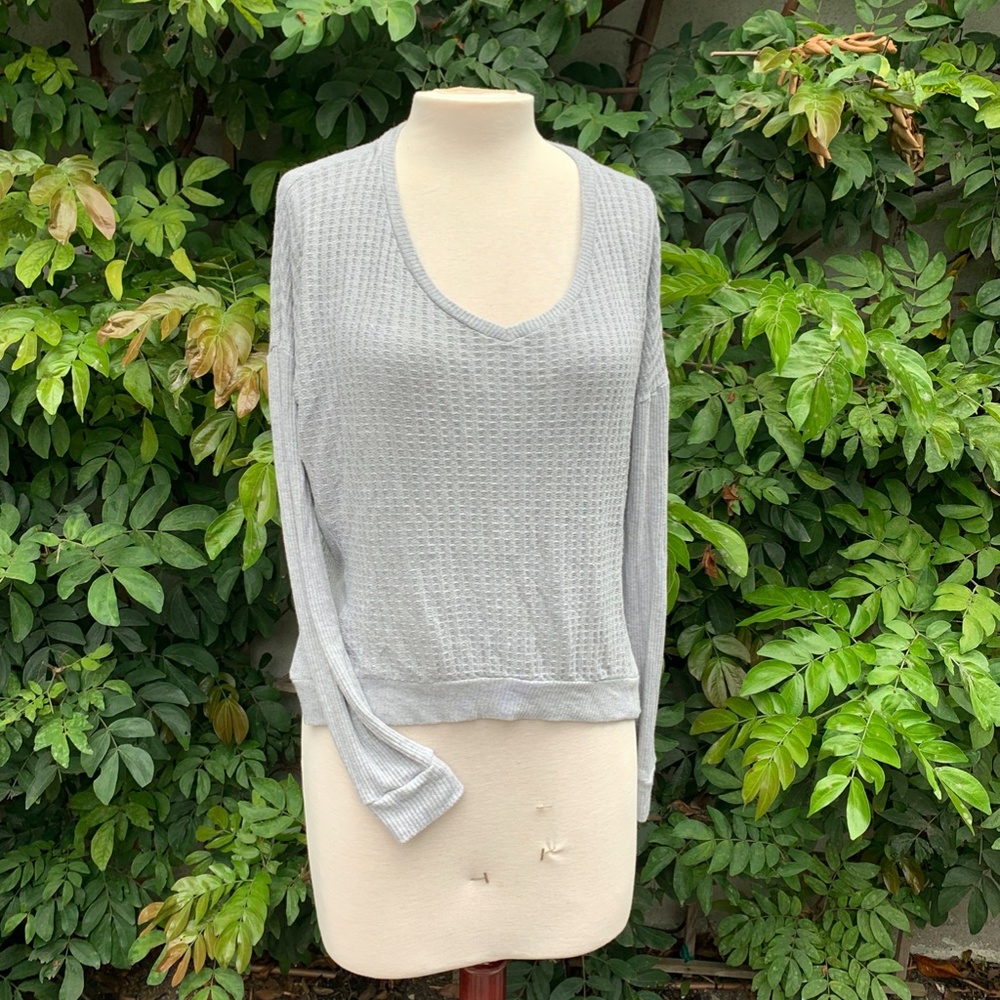 Cute Grey Waffle Sweater by Velvet